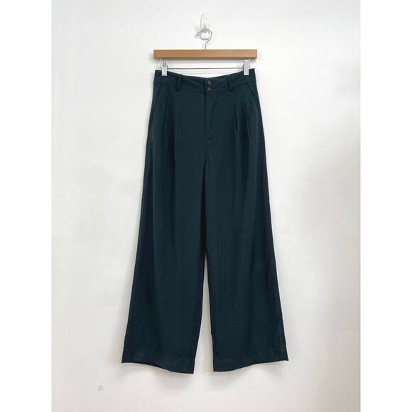 Madewell Drapey Pleated Wide-Leg Retro Slouchy Trouser Pants Dark Smoke - Size 0 - Picture 3 of 13